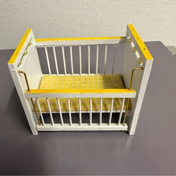 Yellow and White Dollhouse Nursery Furniture Set - Picture 6 of 14